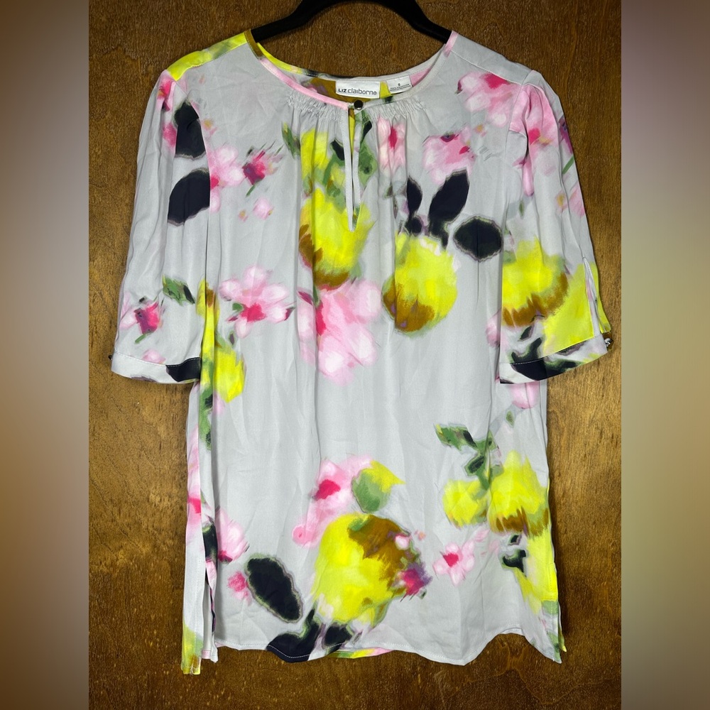 SALE ✨ Liz Claiborne Blouse w/tank top slip (S) EUC - retro floral bright